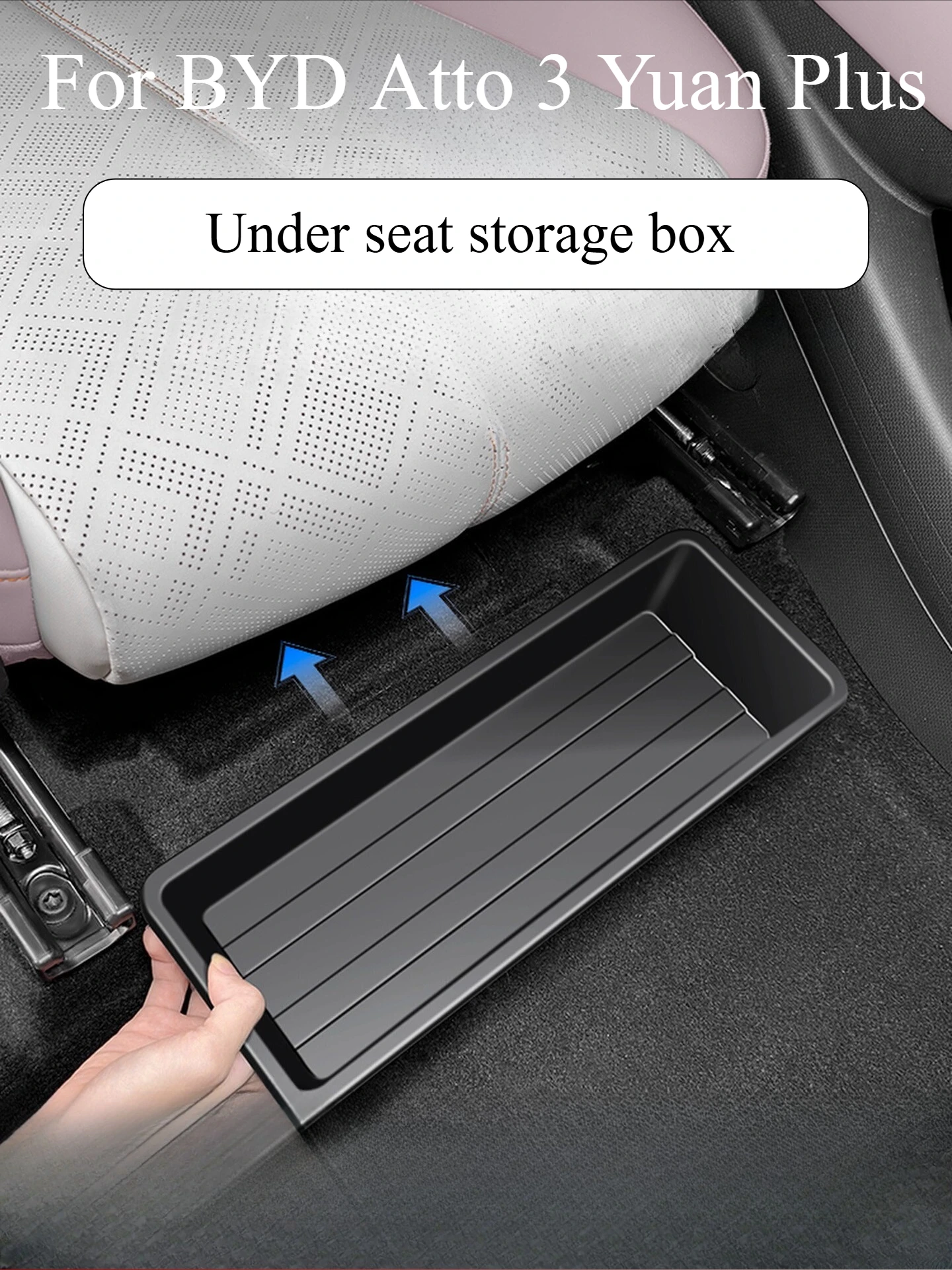 For BYD Atto 3 Yuan Plus 2022-2025 Underseat Storage Box Seats Drawer TPE Hidden Storage Tray Push Pull Car Organizer