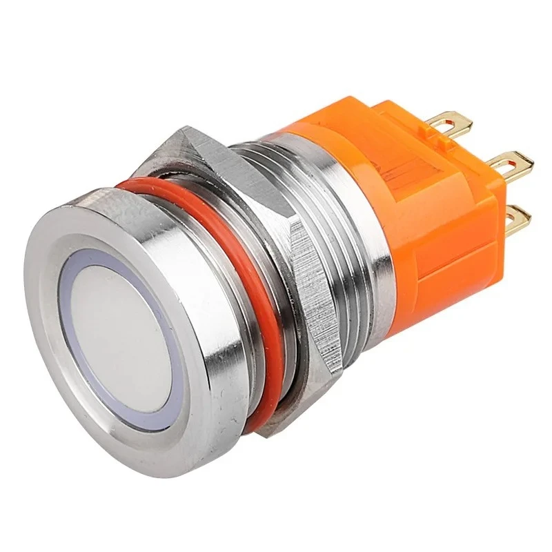 19/22CM Touch Self-locking Reset 12V24V Waterproof IP65 Red Blue Dual Color Switch