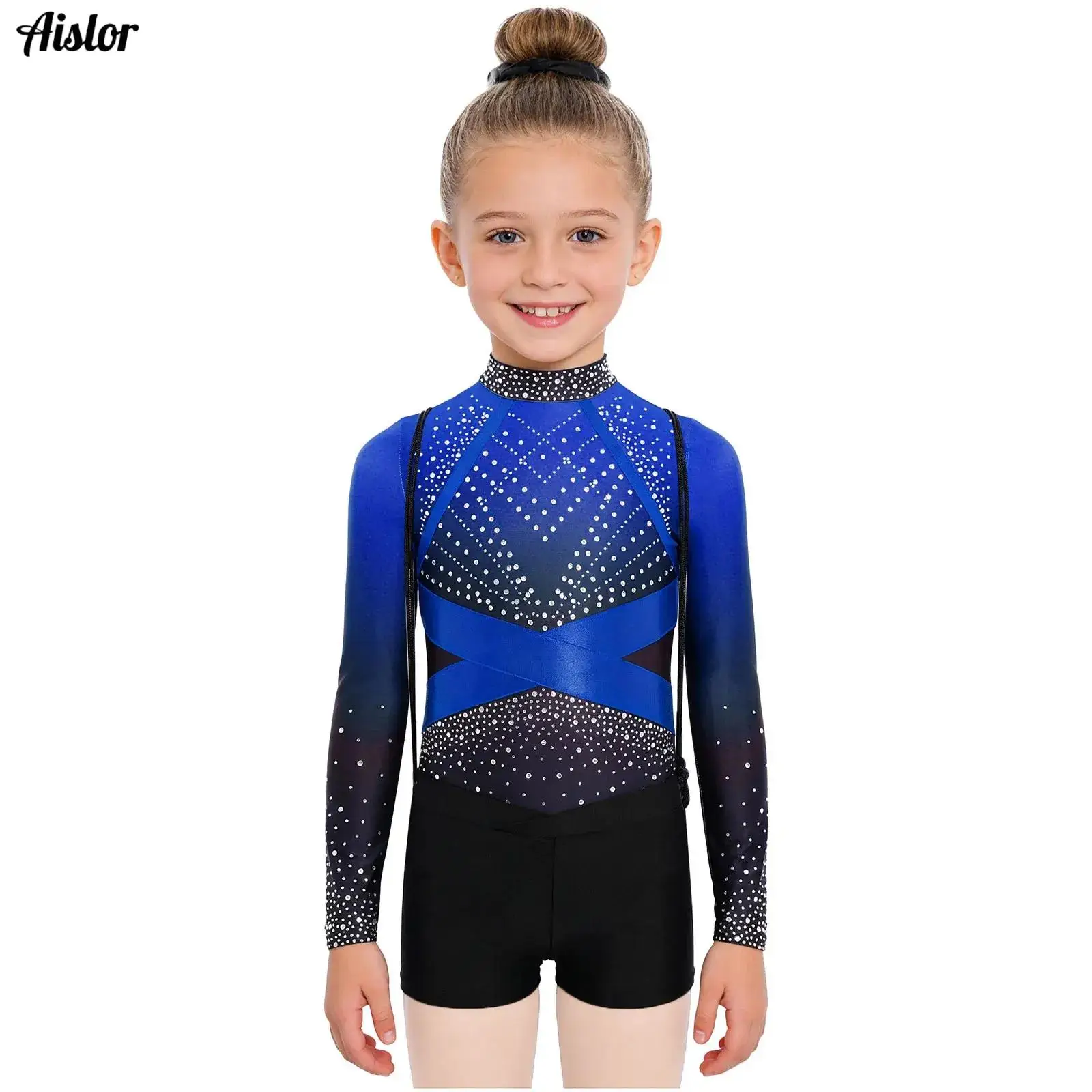 

Yoga Unitard Jumpsuit Suit Kids Girls Gymnastics Dance Outfit Ballet Leotard Shorts And Hairband Drawstring Bag Practice Set
