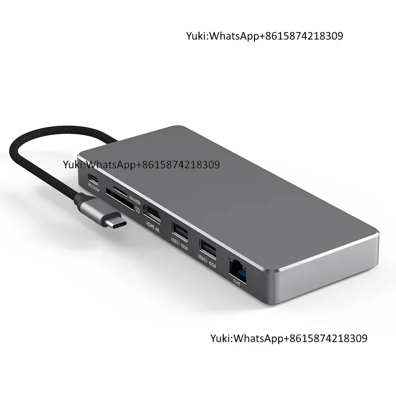 8 in 1 Type-c Hard Disk Box Hub USB C to HDMI RJ45 SD/TF  PD100W 4K USB3.1 Docking Station for Computer