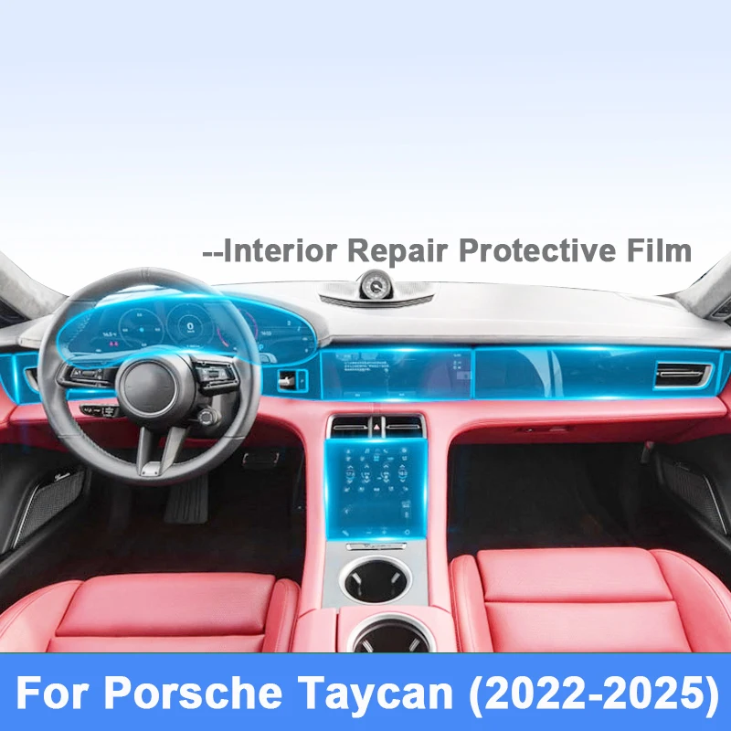 

Custom Car Interior Protective Film Kit For Porsche Taycan (2022-2025) Anti Scratch Dashboard Center Console Cover Car Stickers