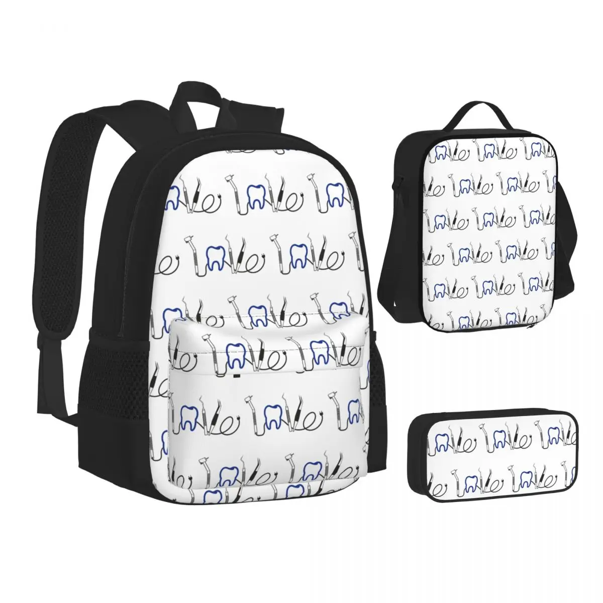 

Dentist Dental Teeth Tooth Doctor Funny Gift Backpacks Bookbag School Bags Children Rucksack Lunch Bag Pen Bag Three-Piece Set