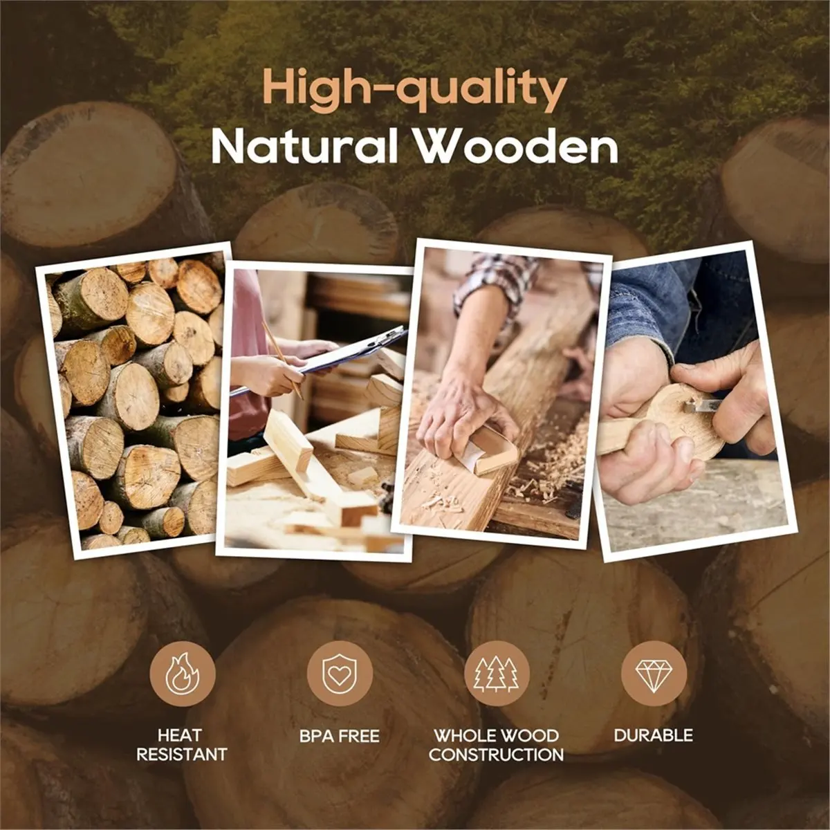 A67T NEW 5 PCS Wooden Spatula Set,Wooden Spoons for Cooking, Nonstick Cookware Safe Kitchen Utensils Set,Cooking Utensils Set