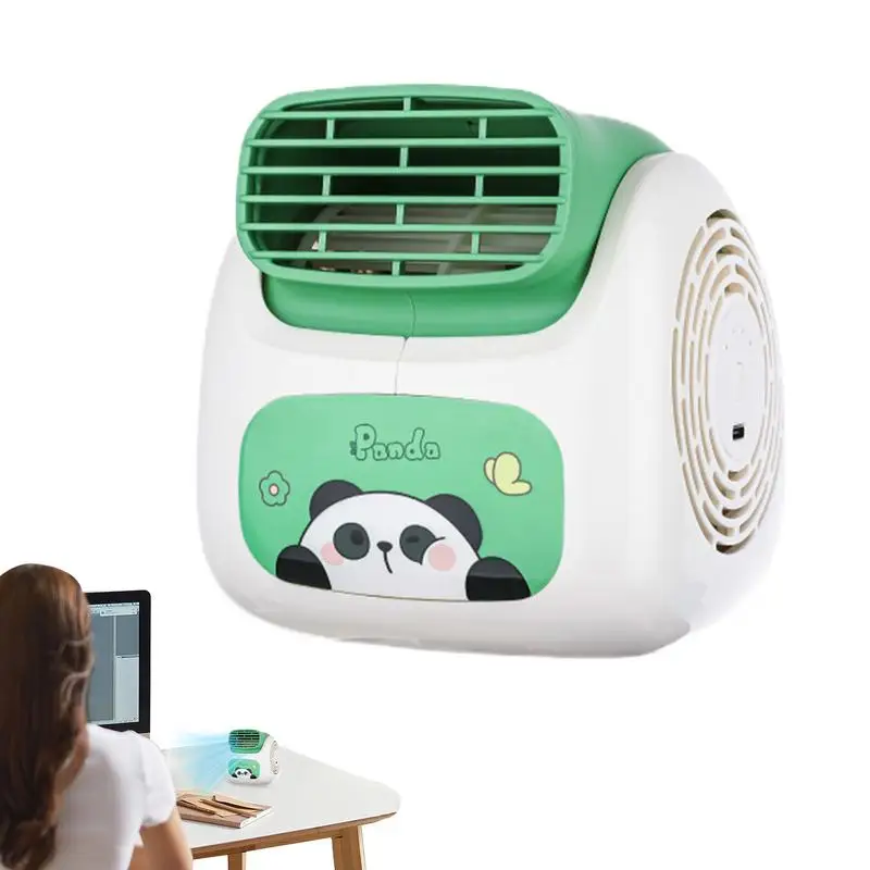 Portable Fan Dual Spray Ultrasonic Atomization Electric Fan For Home Panda Shape Bedroom & Car-Friendly Fan Bladeless Design