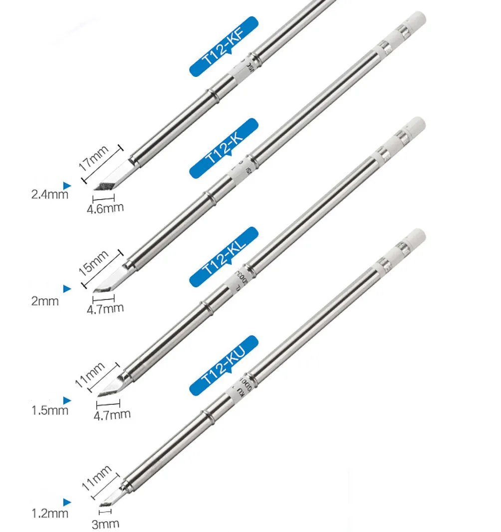 Free shipping T12 Electric Soldering Iron Tips T12-K B2 BC2 ILS JL02 D24 KF For Hakko fx951 DIY Soldering Station Kits