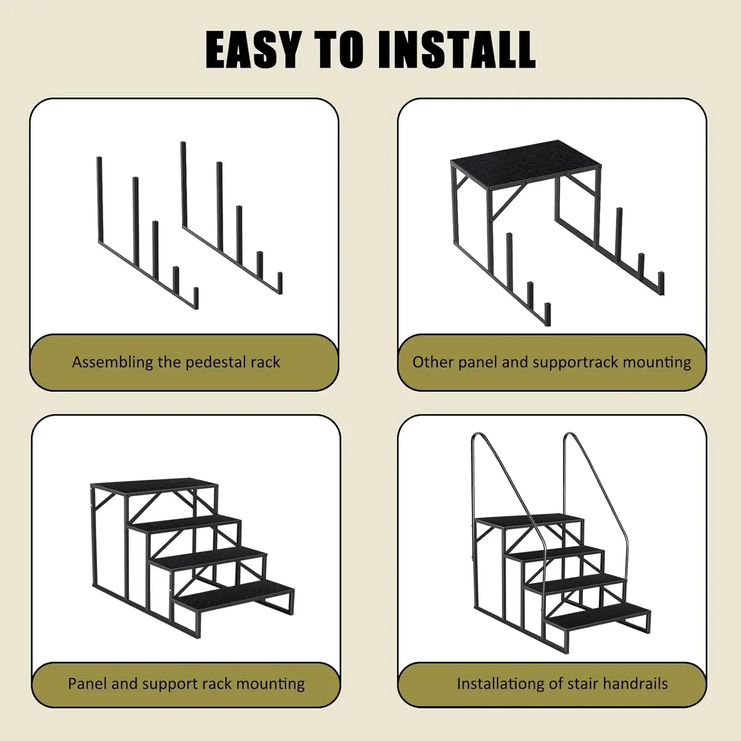 Ladder, Step Stool with Handle, Heavy Duty Pool Ladder Above Ground 660Lbs, Camper Steps Outdoor Steps RV Stairs for Reaching Hi