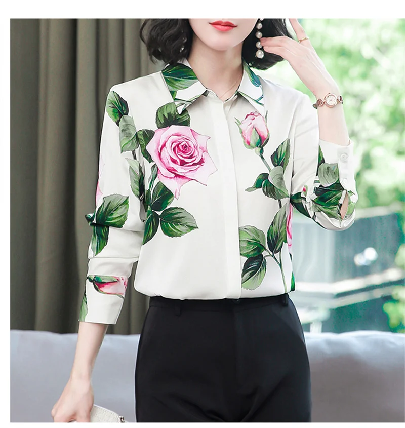 FANIECES 2024 Women shirt blouses Elegant Flower Shirt 3D Print High quality Long Sleeve Large size Female clothing Blouse 6211