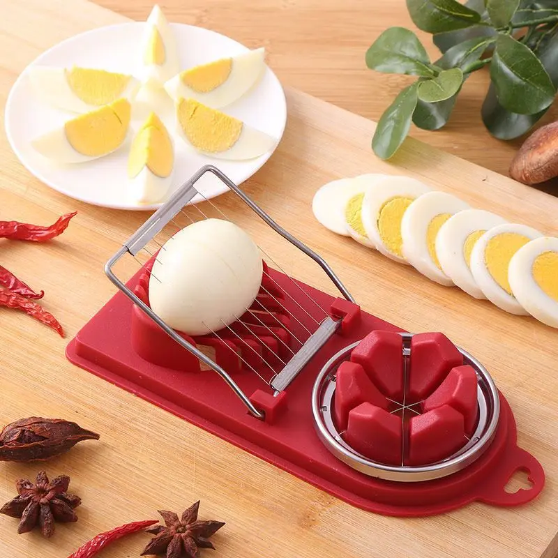 Multifunctional Stainless Steel Egg Slicer, Fancy Splitter, Cutting Tool, Non-slip, Dishwasher Safe, Boiled, Fruit