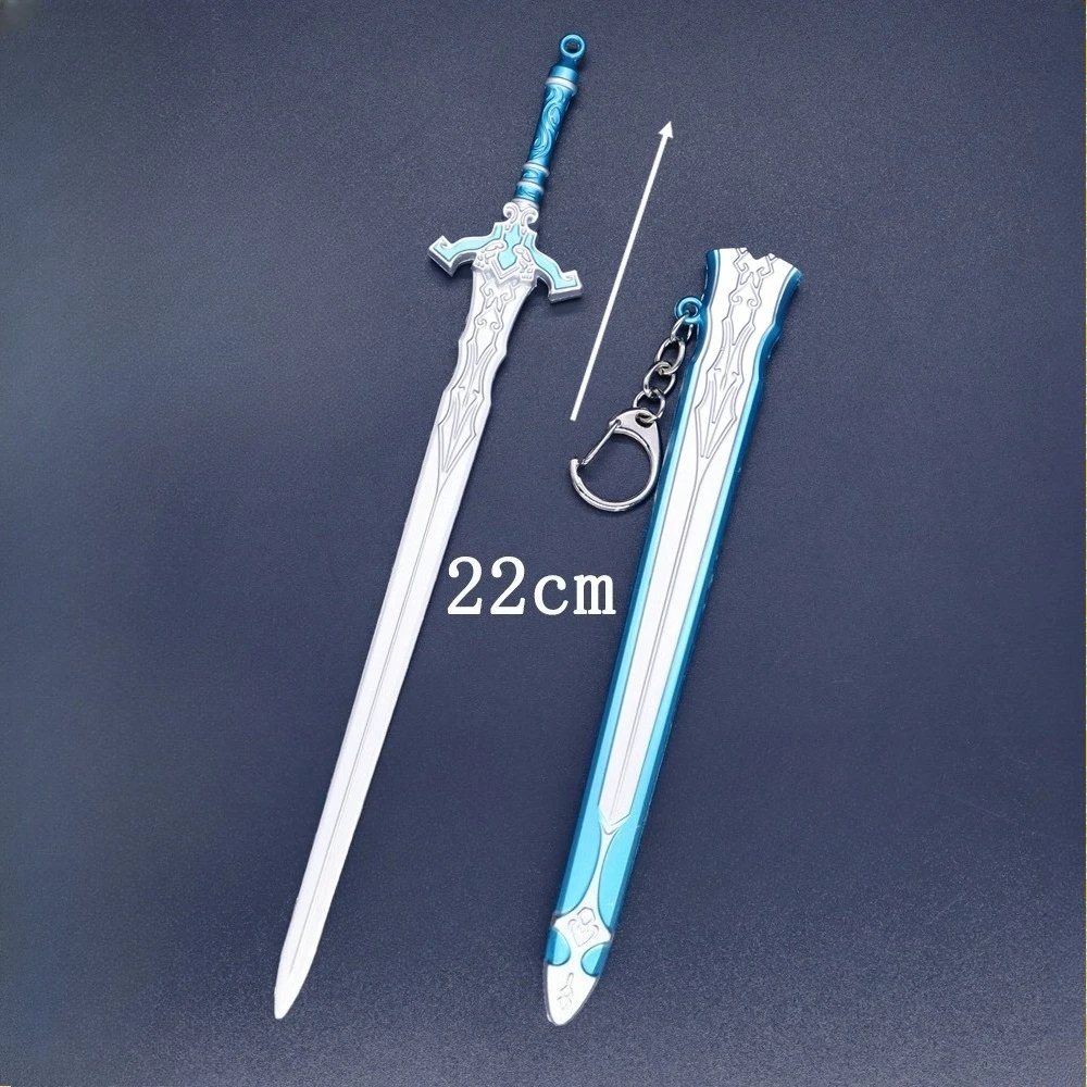 22cm/8.66in Miniature Ancient Sword Cold weapons Model Lingyue Knife Game Peripheral Metal Crafts Desktop Ornament Boy Toy Gift