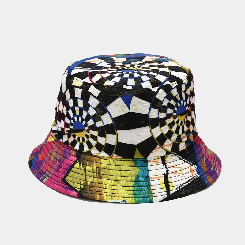 LDSLYJR Cotton Flowers Graffiti Print Bucket Hat Fisherman Hat Outdoor Travel Fishing Fisherman Hat Sun Hats for Men Women Kids