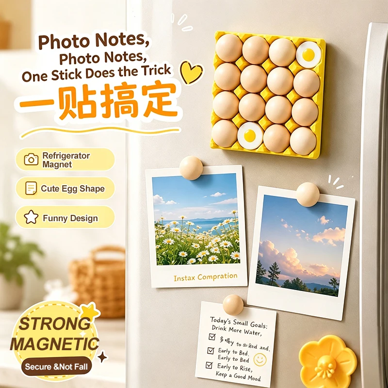 Magnetic Parts Tray - Komik Yumurta Tepsisi Buzdolabı Mıknatısları, Sevimli