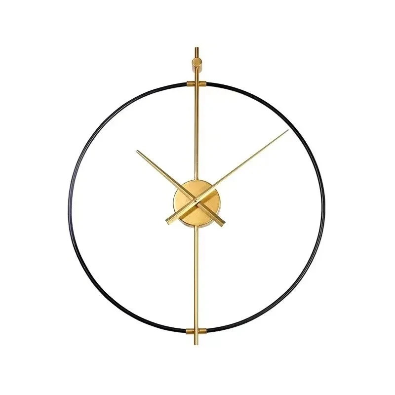 นาฬิกาแขวนเงียบโลหะเหล็กดัดที่เรียบง่าย ห้องนั่งเล่นย้อนยุคที่สร้างสรรค์และนาฬิกาการศึกษา