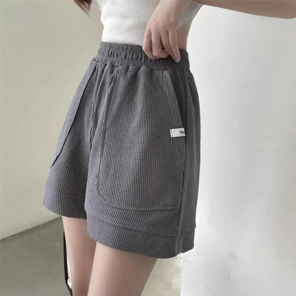 여성용 와이드 레그 스포츠 반바지, 편안한 캐주얼 착용, 신축성 있는 허리, 느슨한 반바지, 러닝 용품