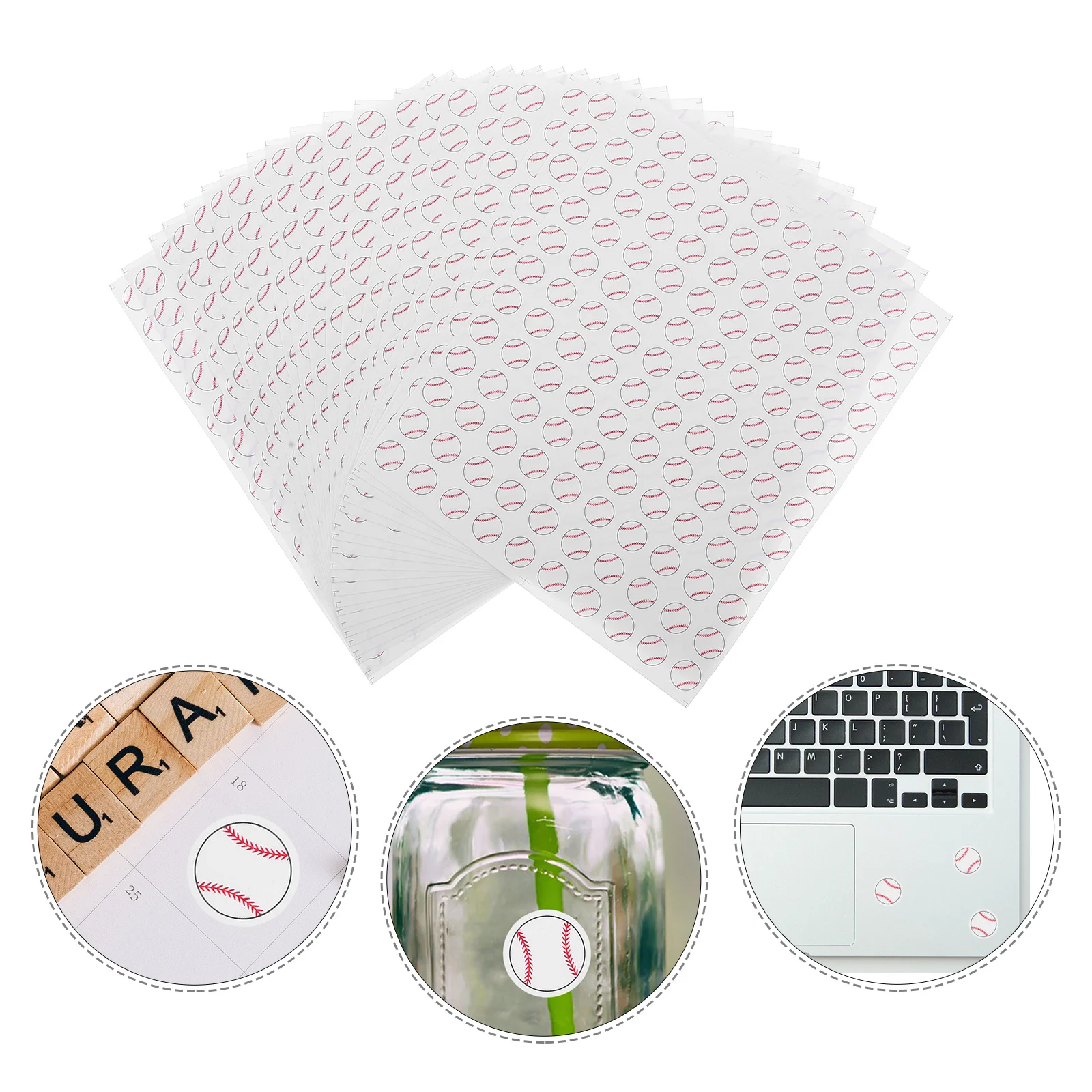 

20 Sheets Baseball Stickers Sports Ball Stickers Peel Apply DIY Craft Decorative Baseball Pattern Scrapbook Decals
