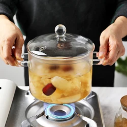 High Borosilicate Glass Simmer Pot Thicker and Heavier Upgraded Glass Pot for Use on Open Flames and Gas Stovetops