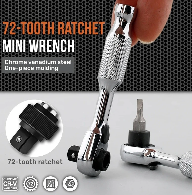 

72 Tooth Hand Tools for Home & Bike Mini Ratchet Wrench Double Head Handle Socket Wrench Set Small Fly Torque Spanner