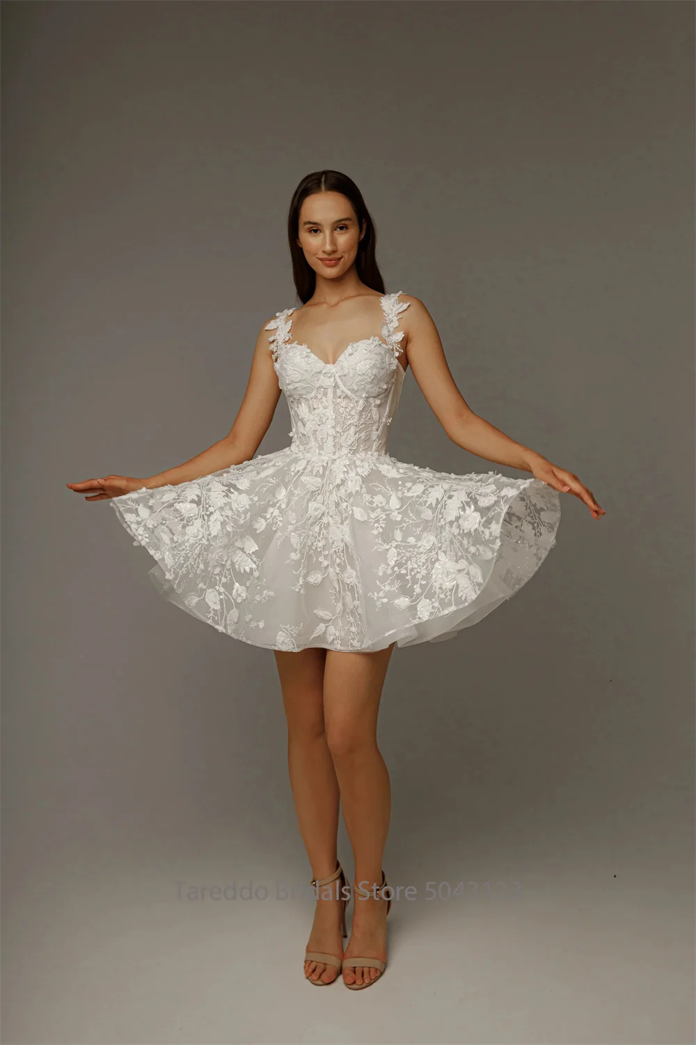 Customized Detachable Spaghetti Straps Wedding Dress 2 in 1 Lace Skirt Satin Ball Gown for Bride casamento Dress