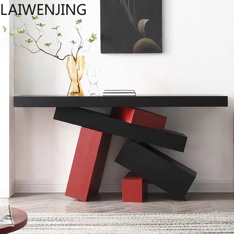 

SGF Italian entrance table light luxury creative art color matching narrow table