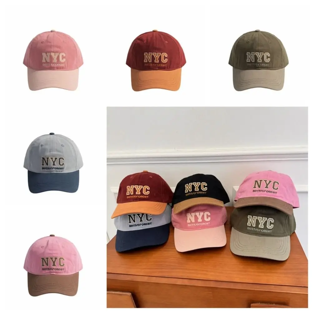 

Cotton Sports Baseball Cap Letters Adjustable Vintage Duck Tongue Cap Patchwork Color Soft Outdoor Letters Baseball Hat