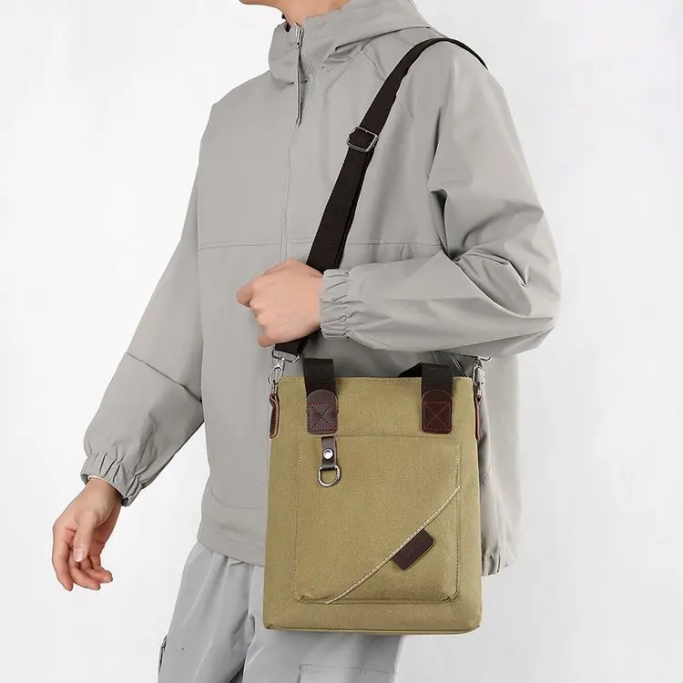 

Trendy Men's Canvas oulder Bag Casual Busin Sle Handbag Retro Briease Faion Crossbody Bag for Men