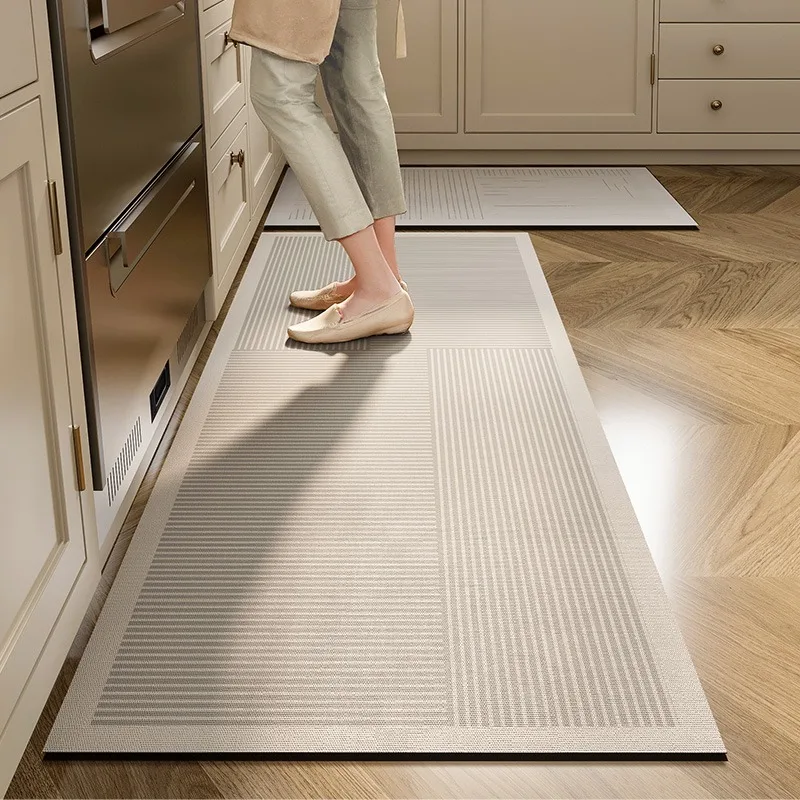 

Kitchen Floor Mat Japanese Striped Style Pvc Leather Non-slip Carpet Long Strip Waterproof Oil-proof Mats Home Decoration Rug