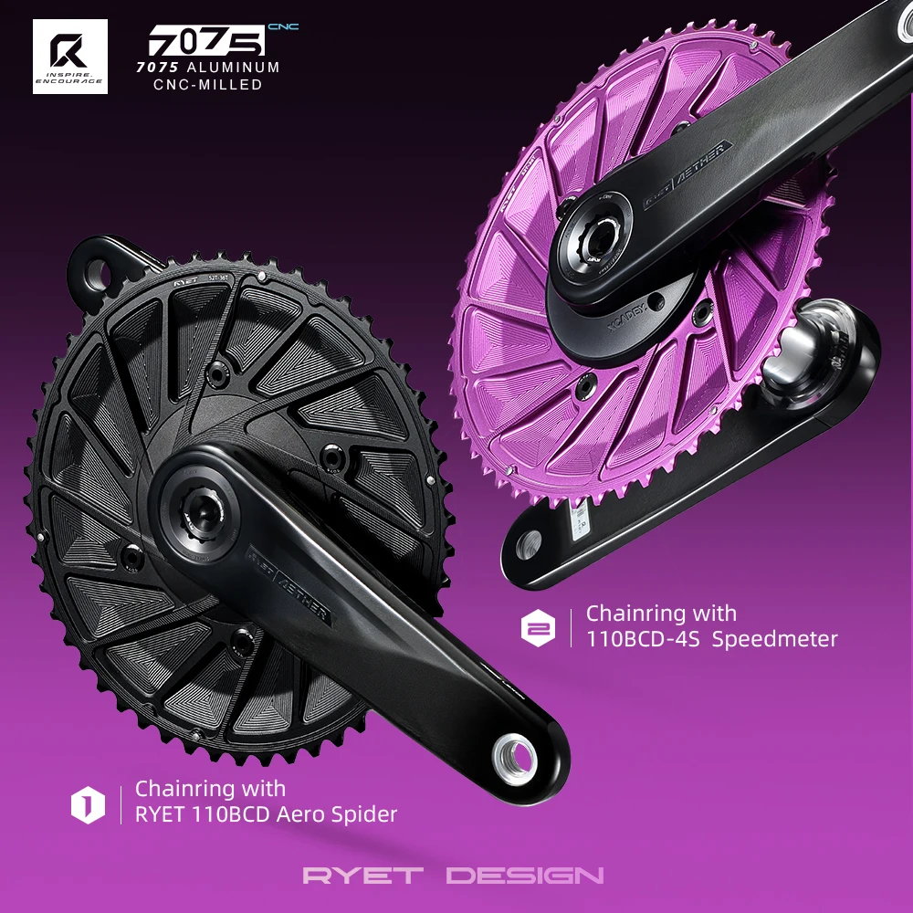 

RYET Aero Road Bike Chainring 50-34T To 56-42T for 1x/2x Compatible 11/12 Speed Lightweight for Road and Time Trial Bikes