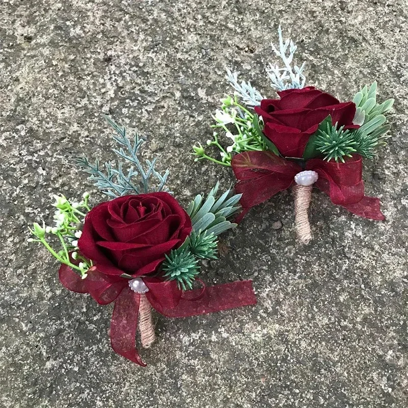 Boutonniere de casamento rosa pérola peito flor pulso flor pulseira de casamento para dama de honra pulso corsage dama de honra irmãs