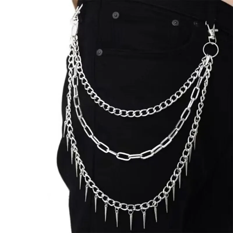 Punk Rock Belts Chain Metal Pants Waist Chain Men Women Key Chain Big Ring Wallet Keychain Jeans Unisex Hip-hop Jewelry Gifts