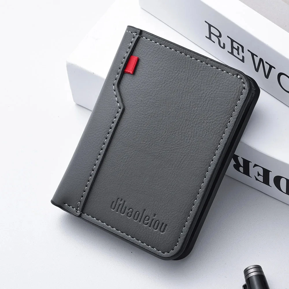1 pezzo nuovo mini portafoglio porta carte di credito in morbida pelle PU ultrasottile portafoglio da uomo verticale corto di alta qualità