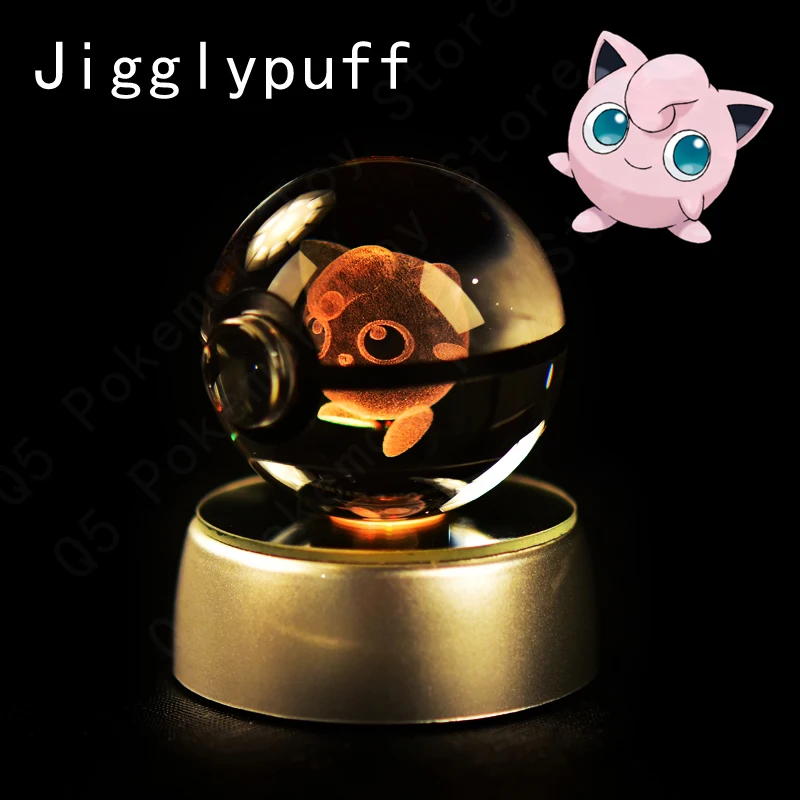 Pokemon 3D Kristallkugel Pikachu Gengar Mew Mewtwo Figuren Lampenständer Pokeball 3D Pokemon Glaskugel Statue Geburtstagsgeschenk