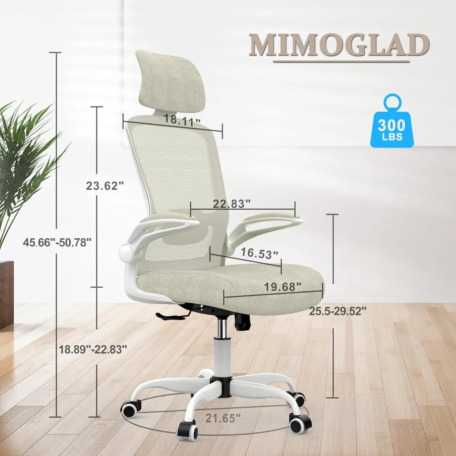 Mimoglad-silla de oficina con respaldo alto, asiento ergonómico de escritorio con soporte Lumbar ajustable y reposacabezas, silla giratoria para tareas