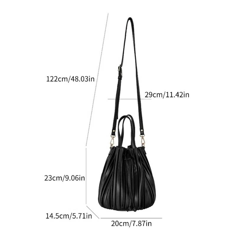 E74B 2023 nuevo bolso bandolera bolso hombro clásico plisado bolso capacidad bolso cubo PU para mujer chica