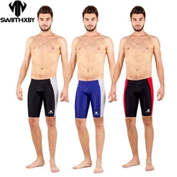 Professional Sharkskin Fabric Men's Swimming Trunks Medium and Large Boy's Shorts Competition Training
