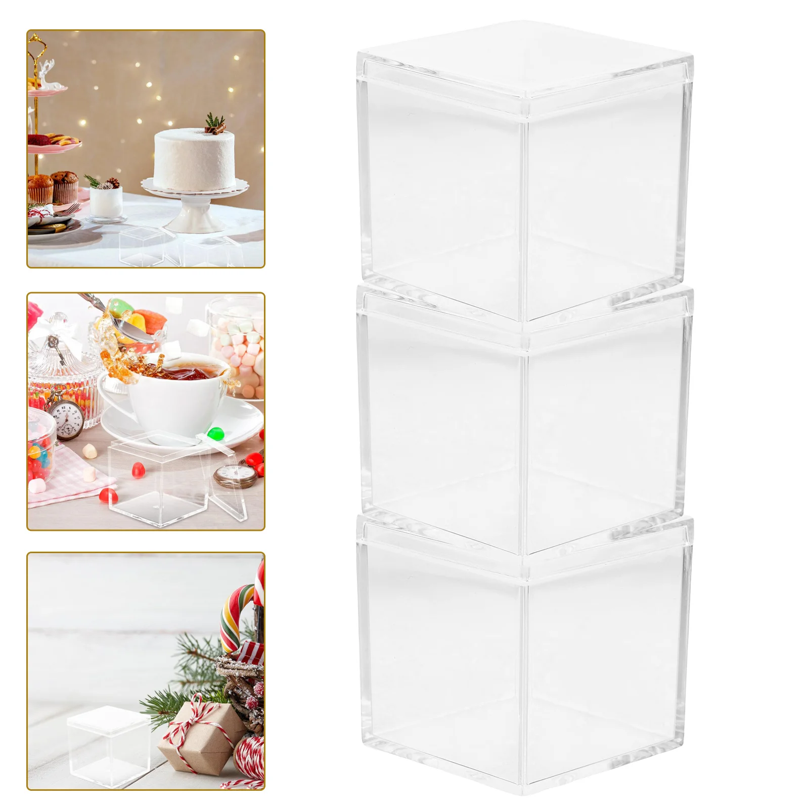 9 Pcs Small Transparent Box Clear Gift Boxes Candy Mini Case Organizer Craft Storage Bead Square Container Jewelry with Lids