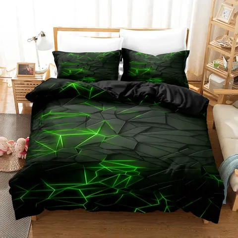 2025 New Duvet Cover Abstract Geometric Style Multicolor Cool Black And Green Comforter Sets Twin Queen King Size Bedding Linen