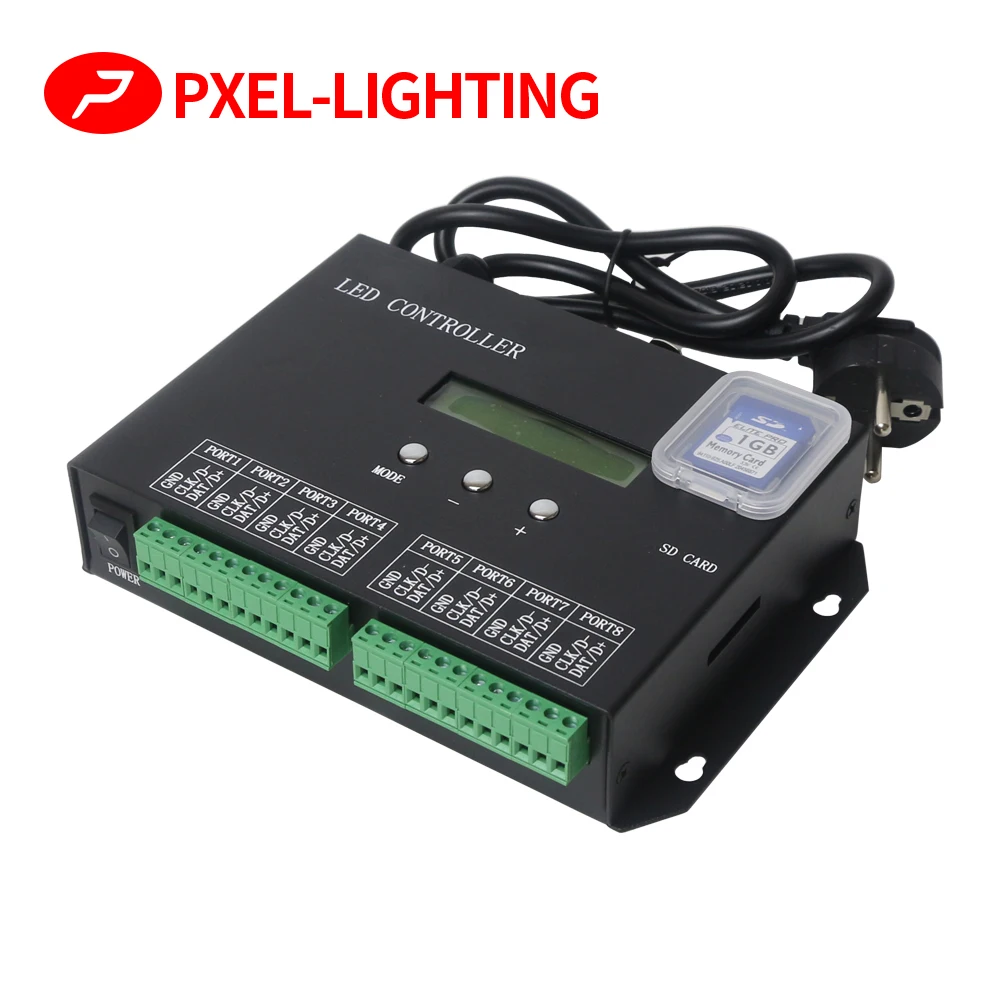 

H807SA Artnet To SPI Pixel Controller DMX512 H803SA 8 Port 8192 Pixels Controller Madrix For WS2811 WS2812 Addressable Led Strip