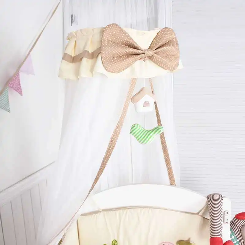 Premium Baby Crib Mosquito Net Infant Portable Folded Canopy Boy Girl Summer Round Net Portector Children Bed Valance with Stand