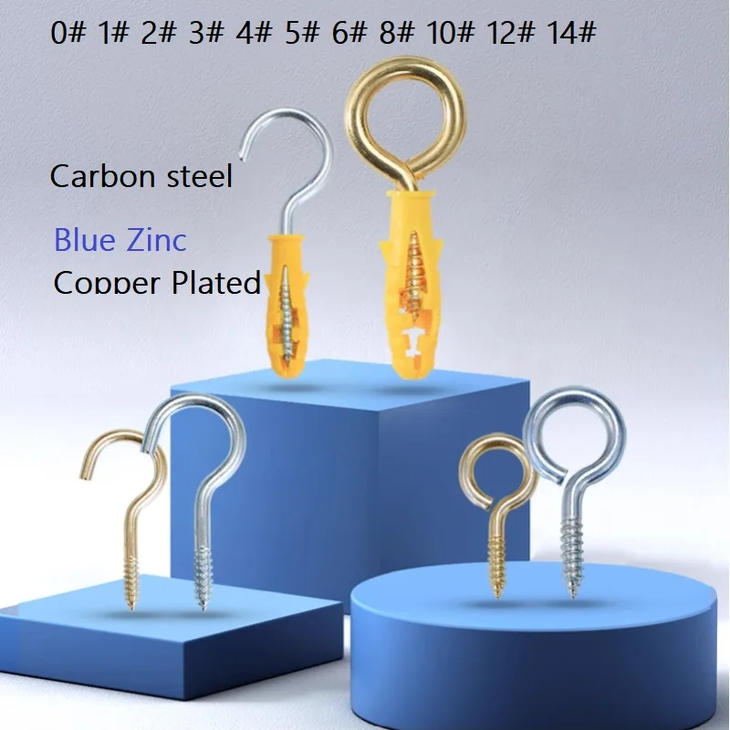 

0# 1# 2# 3# 4# 5# 6# 8# 10# 12# 14# Blue Zinc/Copper Plated Thread Iron Hook Light Hook Self-tapping Screws Sheep Eye Hook Rings