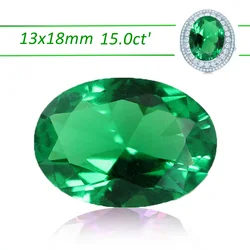 Large Size Emerald Gemstone Oval Cut 13×18mm 15.0ct Created Gemstone for Jewelry Making Loose Gemstone DIY Ring Pendant