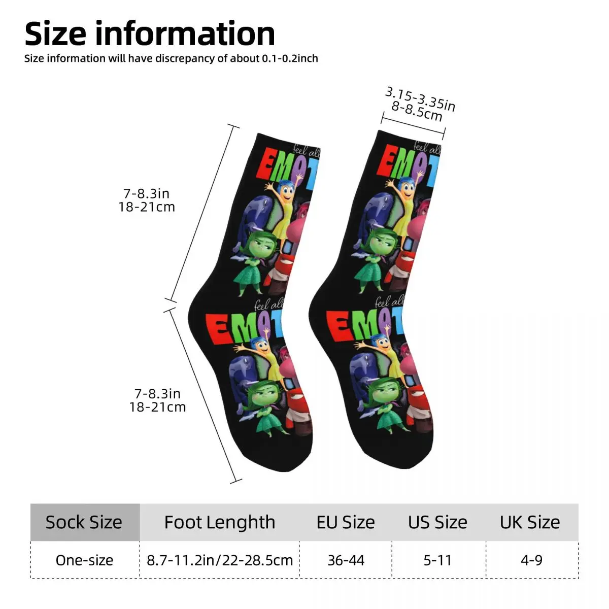 Crazy Design Inside Out 2 Feel All Your Emotions Vintage Sports Socks Polyester Long Socks for Unisex