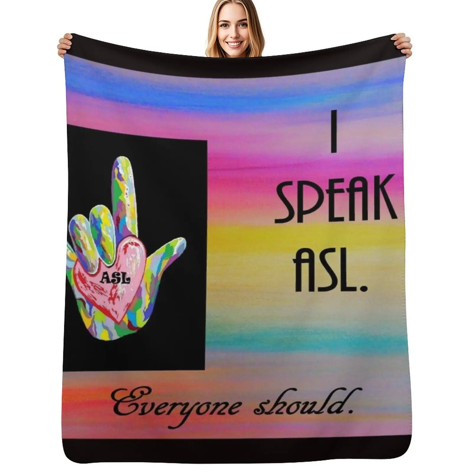 

I Speak ASL Everyone Should Throw Blanket Soft Breathable Blanket for Night Sleeping