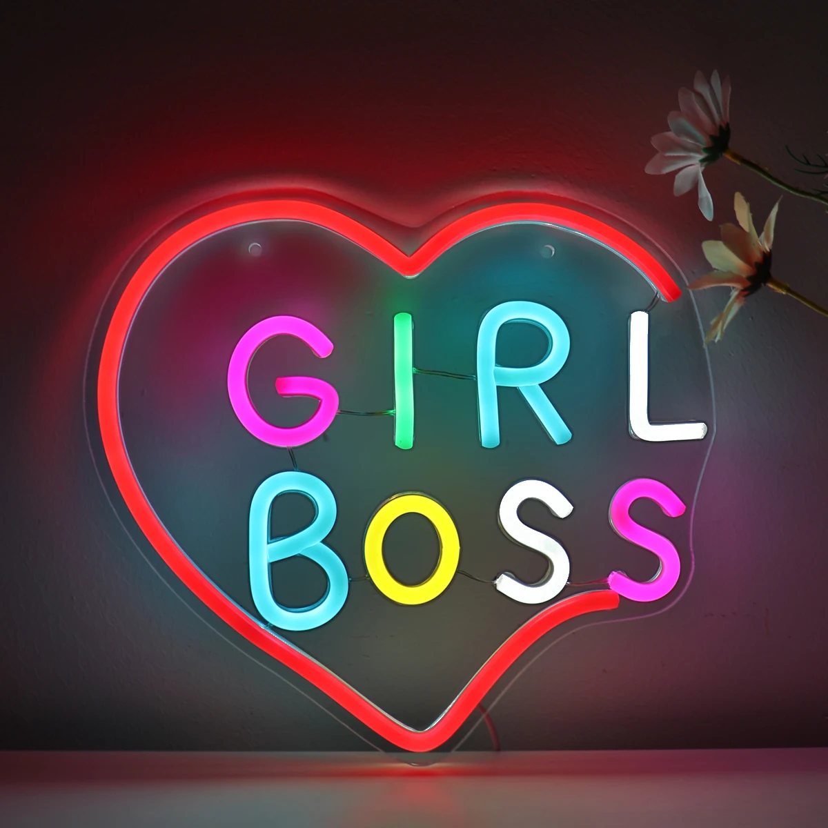 

1PC Girl boss LED Wall Neon Sign Light Night For Party Room Pub Club Gallery Studio Decoration 10.31''*9.45''