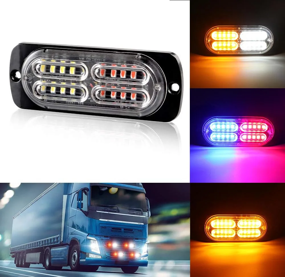 Truck Car Police 20 LED Strobe Warning Lights Side Marker Emergency Signal Lamp 12V 24V Flashing Light Amber White Red Blue