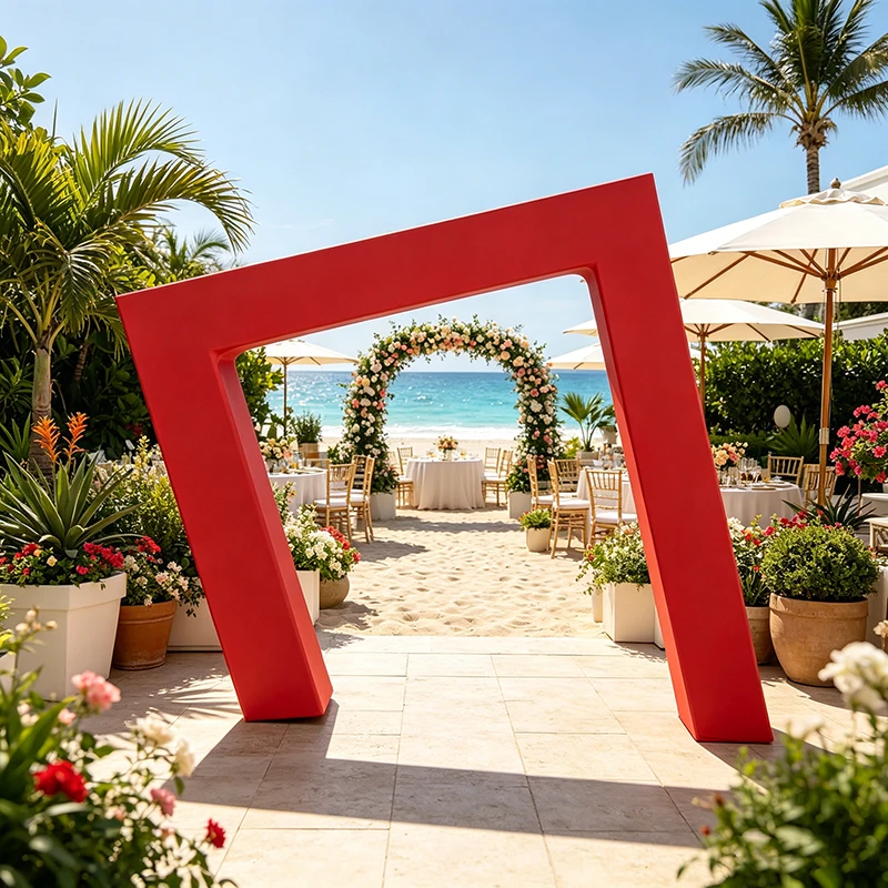 3D Slanted Open Door Backdrop Stand Arch Wall for Birthday, Wedding Party Decoration, Balloon Decoration,6.5x6.5ft