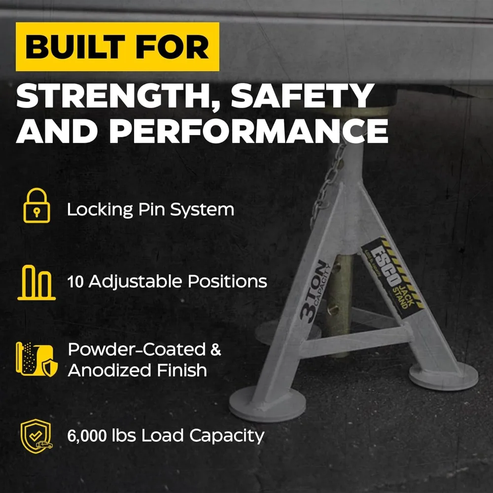 견고한 3톤 용량의 잭 스탠드, 한 쌍, 신뢰할 수 있는 차량 지지 및 유지보수용