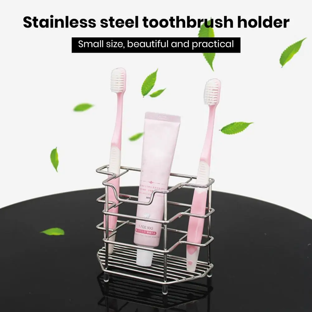 Toothbrush Holder Desktop Wall Mounted Toothpaste Holder Stand Stainless Steel 3/4 Slots Bathroom Accessories Organizer