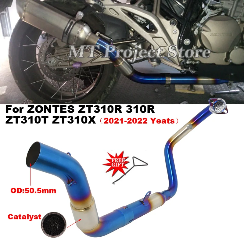 For ZONTES ZT310R 310R ZT310T ZT310X 2021 - 2022 Motorcycle Exhaust System Escape Modify Front Link Pipe Connecting 51mm Muffler