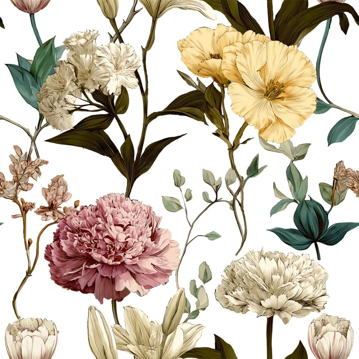

Vintage Floral Peel and Stick Wallpaper Boho Floral Self Adhesive Contact Paper Beige Modern Removable Wall Paper for Bedroom