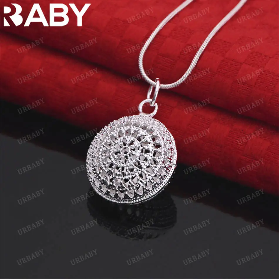 

URBABY 40-75cm 925 Sterling Silver Hollow Pendant Necklace For Women Men Charm Trend Birthday Gifts Fashion Party Fine Jewelry