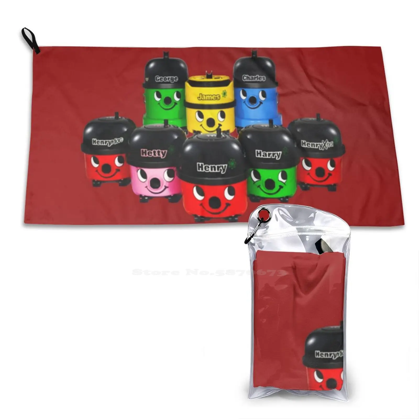 Henry Hoover And Friends Soft Towel Quick Dry Beach Towel Henry Hoover Hoovers Hetty James George Harry Chiffon Domestic